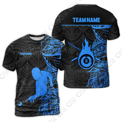Customized 8 Ball Pool T-Shirt, 8-Ball Billiards Tattoo Pattern, Billiards Jerseys