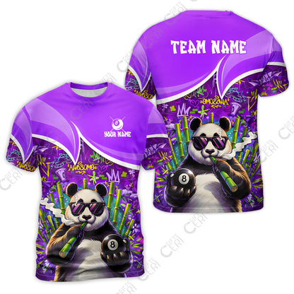 Customized 8 Ball Pool T-Shirt, 8-Ball Panda Bamboo Billiards, Billiards Jerseys