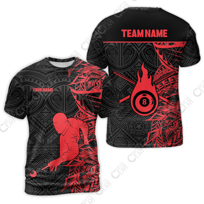 Customized 8 Ball Pool T-Shirt, 8-Ball Billiards Tattoo Pattern, Billiards Jerseys