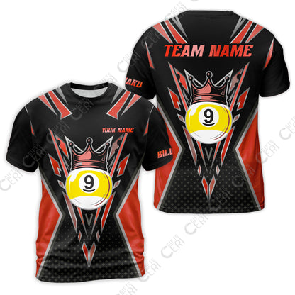 Customized 9 Ball Pool T-Shirt, Billiard 9-Ball Crown, Billiard Jerseys