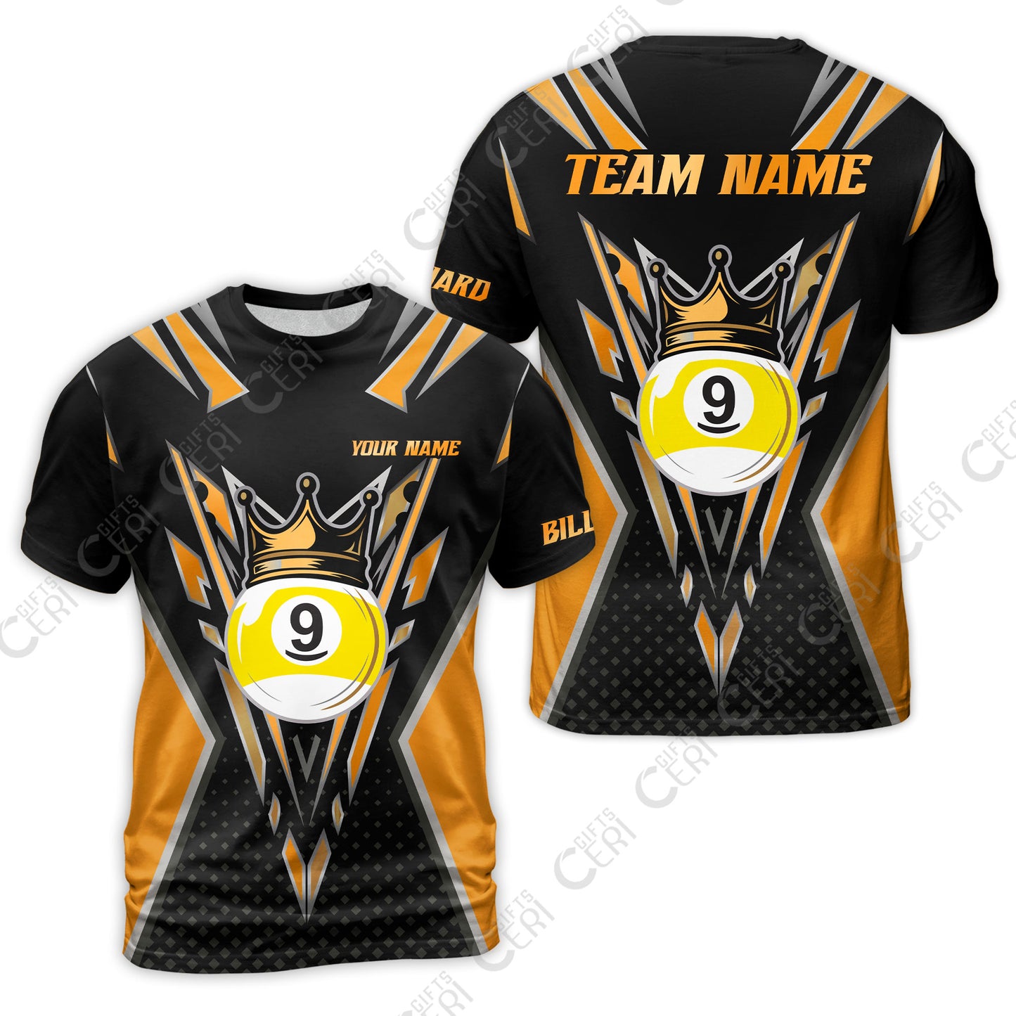 Customized 9 Ball Pool T-Shirt, Billiard 9-Ball Crown, Billiard Jerseys