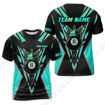 Customized 8 Ball Pool T-Shirt, Billiard 8-Ball Crown, Billiard Jerseys