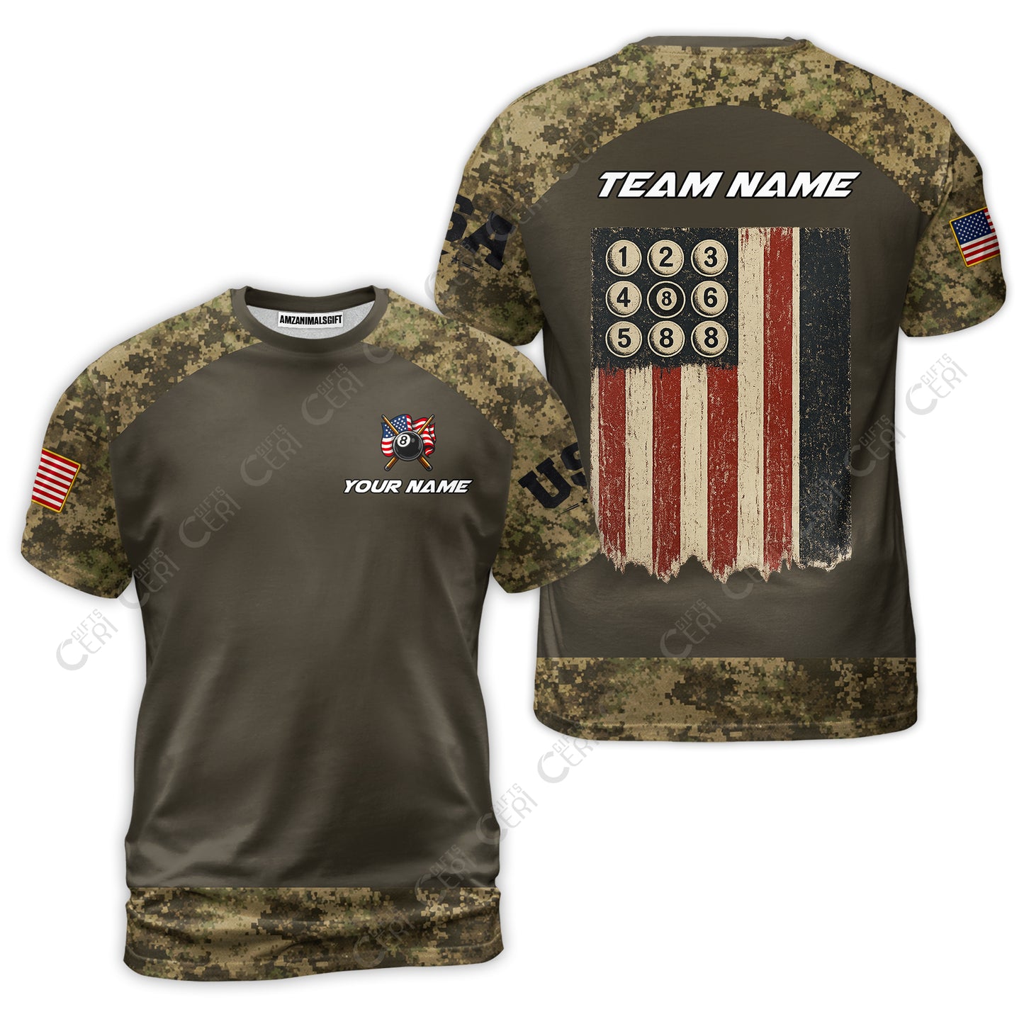 Customized 8 Ball Pool T-Shirt, Billiard 8-Ball American Pool Warrior, Billiards Jerseys