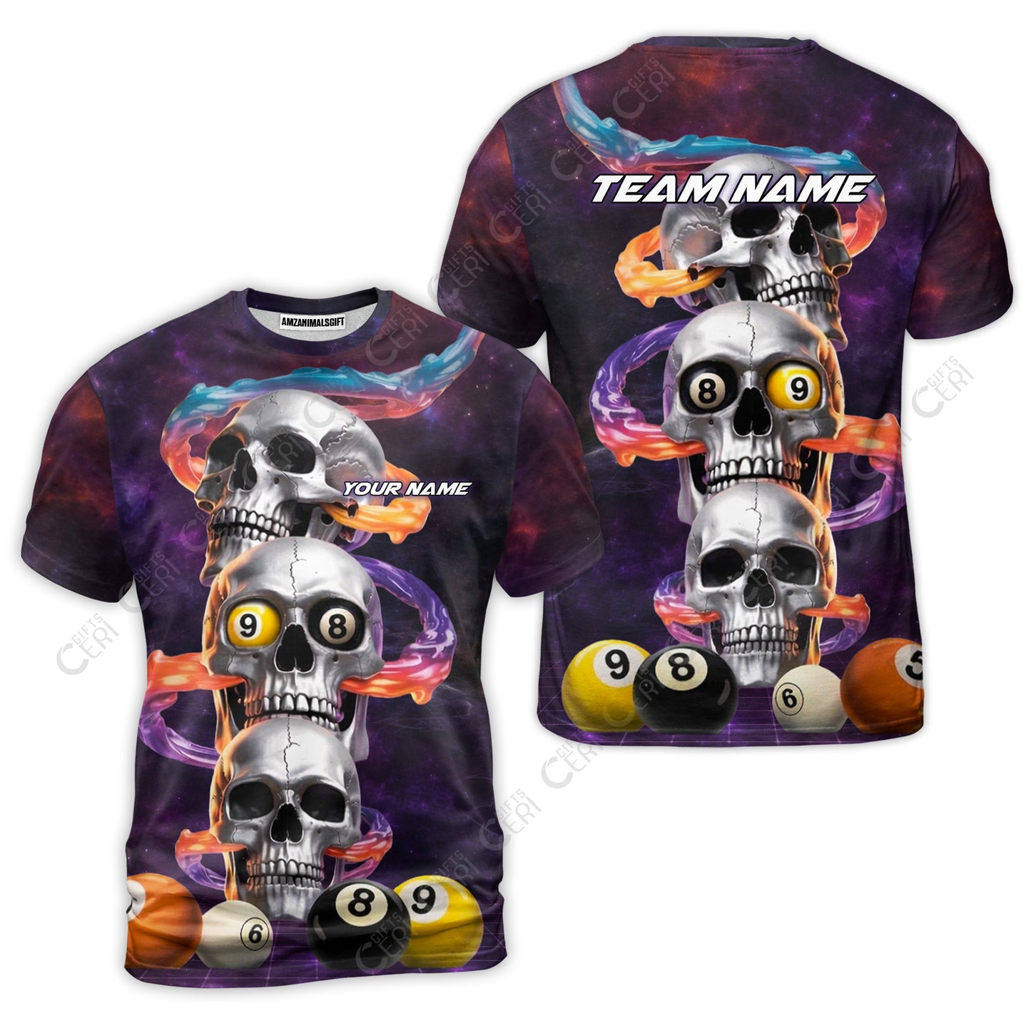 Customized 8 Ball Pool T-Shirt, Billiards 8-Ball Galaxy Reaper, Billiards Jerseys