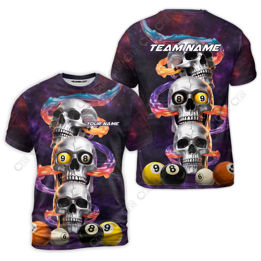 Customized 8 Ball Pool T-Shirt, Billiards 8-Ball Galaxy Reaper, Billiards Jerseys