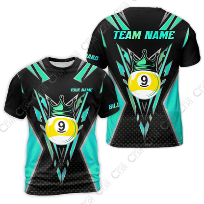 Customized 9 Ball Pool T-Shirt, Billiard 9-Ball Crown, Billiard Jerseys