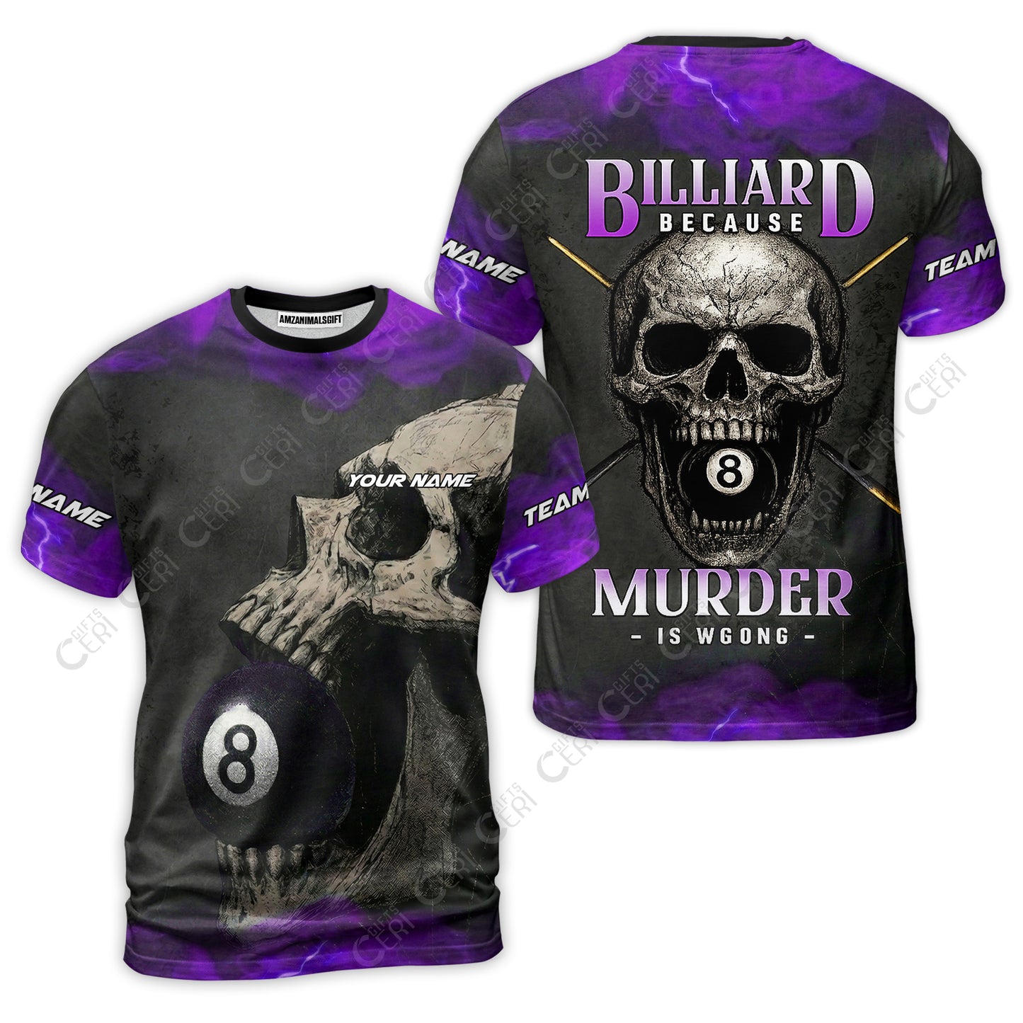 Customized Billiards T-Shirt, Personalized Death Break 8 Ball Jersey Gift For Billiard Players