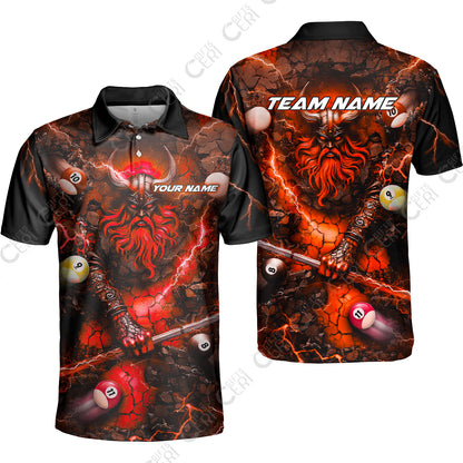 Customized Billiards Unisex Polo Shirt, Personalized Thunder Viking Billiards Jersey Gift For Billiard Players