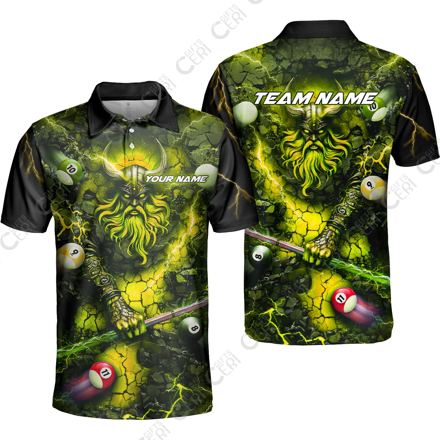 Customized Billiards Unisex Polo Shirt, Personalized Thunder Viking Billiards Jersey Gift For Billiard Players