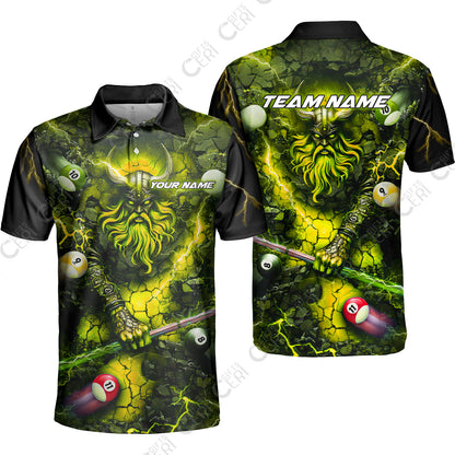 Customized Billiards Unisex Polo Shirt, Personalized Thunder Viking Billiards Jersey Gift For Billiard Players