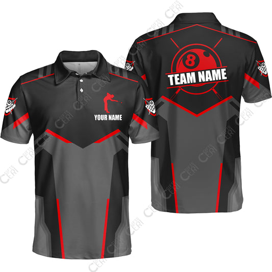 Customized 8 Ball Pool Unisex Polo Shirt, Billiards Man Vector 8-Ball, Billiards Jerseys