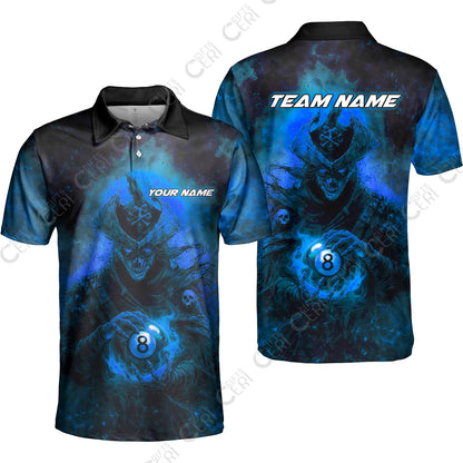Customized Billiards Unisex Polo Shirt, Personalized Ghost Captains 8 Ball Jersey Gift For Billiard Players
