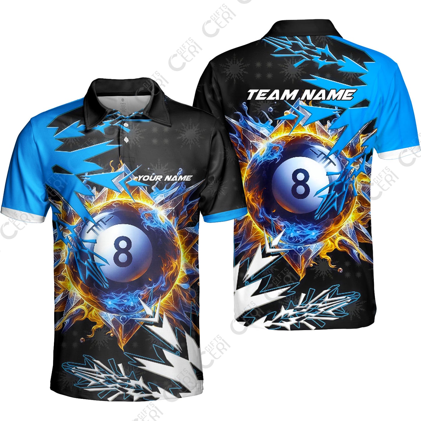 Customized Billiards Unisex Polo Shirt, Personalized Frostfire 8 Ball Jersey Gift For Billiard Players