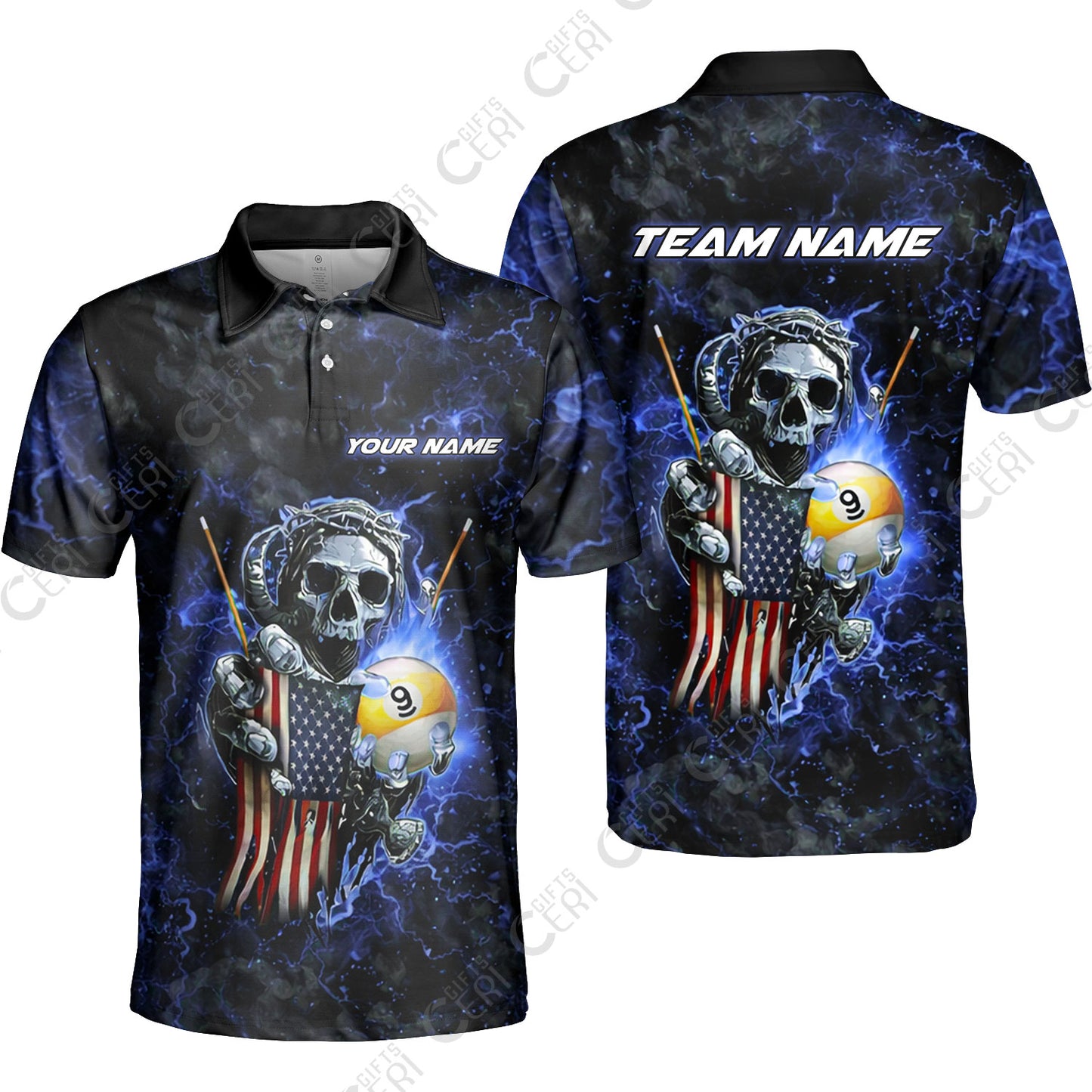 Customized Billiards Unisex Polo Shirt, Personalized Ghost Break 9 Ball Jersey Gift For Billiard Players
