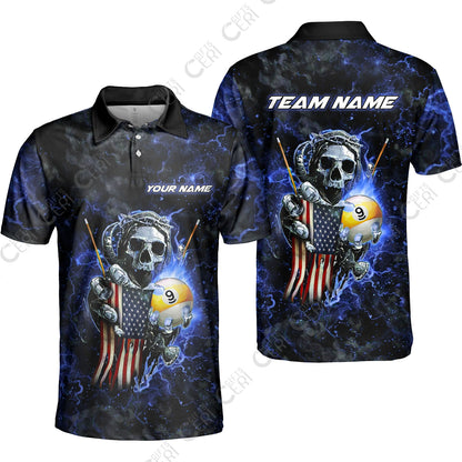 Customized Billiards Unisex Polo Shirt, Personalized Ghost Break 9 Ball Jersey Gift For Billiard Players