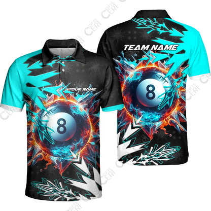 Customized Billiards Unisex Polo Shirt, Personalized Frostfire 8 Ball Jersey Gift For Billiard Players