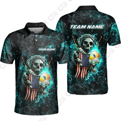 Customized Billiards Unisex Polo Shirt, Personalized Ghost Break 9 Ball Jersey Gift For Billiard Players