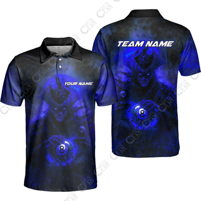 Customized Billiards Unisex Polo Shirt, Personalized Ghost Captains 8 Ball Jersey Gift For Billiard Players