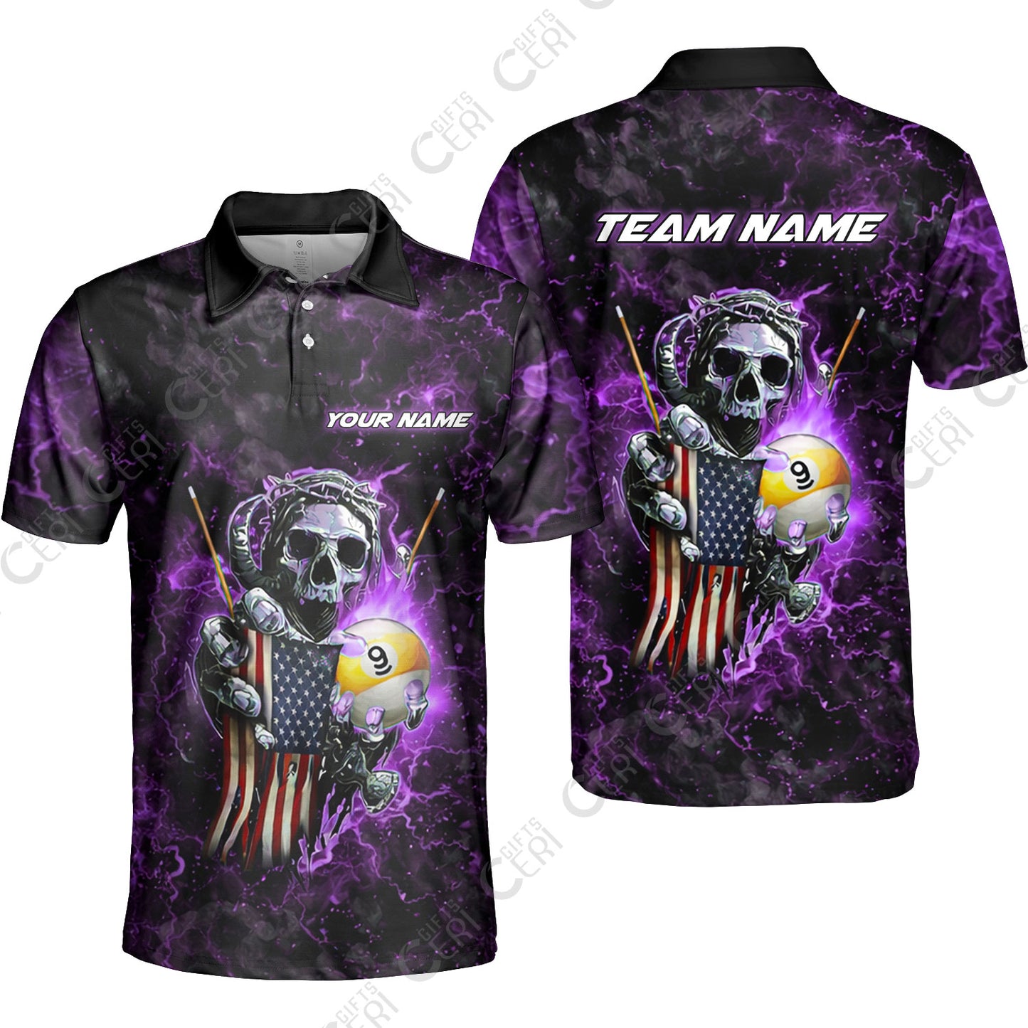 Customized Billiards Unisex Polo Shirt, Personalized Ghost Break 9 Ball Jersey Gift For Billiard Players