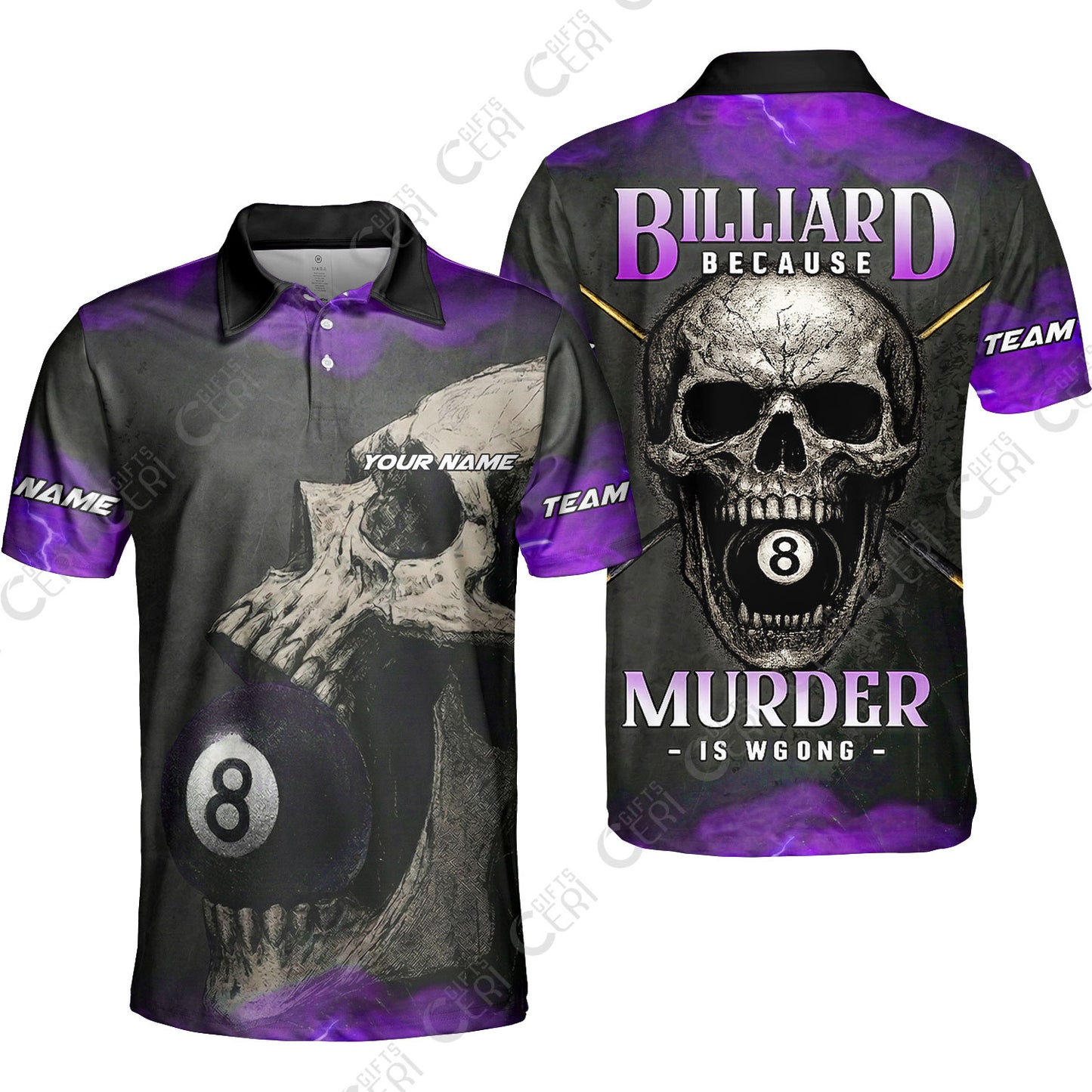 Customized Billiards Unisex Polo Shirt, Personalized Death Break 8 Ball Jersey Gift For Billiard Players