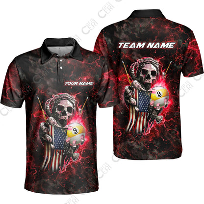 Customized Billiards Unisex Polo Shirt, Personalized Ghost Break 9 Ball Jersey Gift For Billiard Players
