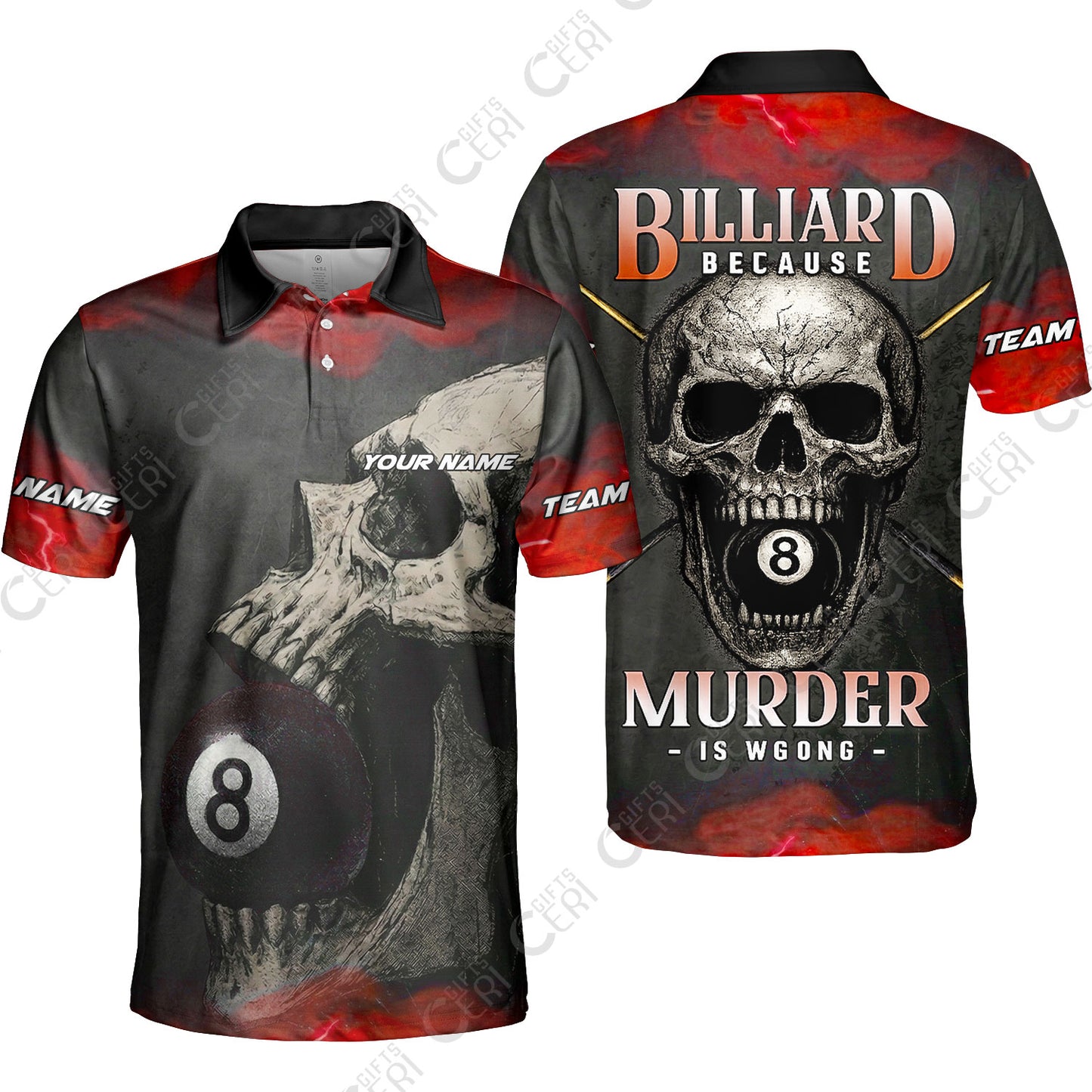 Customized Billiards Unisex Polo Shirt, Personalized Death Break 8 Ball Jersey Gift For Billiard Players