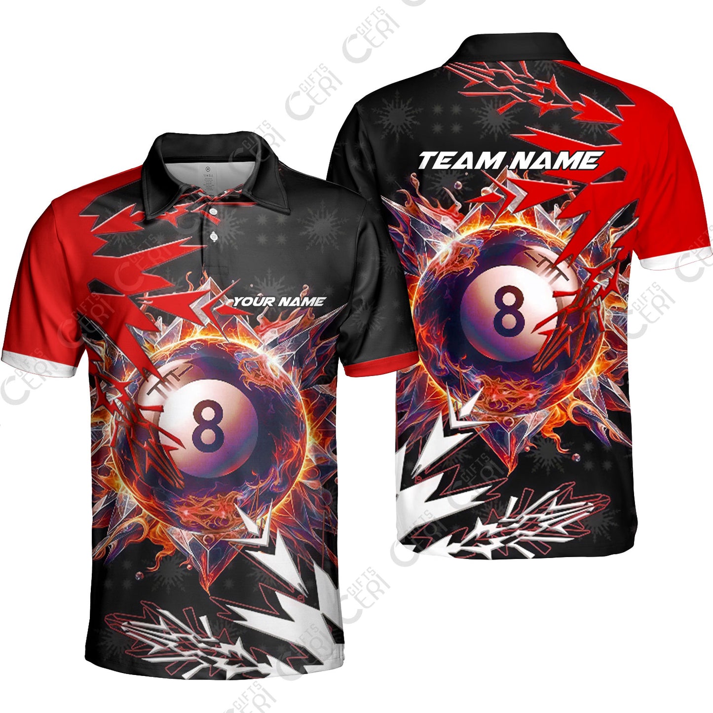 Customized Billiards Unisex Polo Shirt, Personalized Frostfire 8 Ball Jersey Gift For Billiard Players