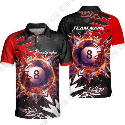 Customized Billiards Unisex Polo Shirt, Personalized Frostfire 8 Ball Jersey Gift For Billiard Players