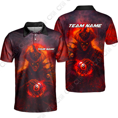 Customized Billiards Unisex Polo Shirt, Personalized Ghost Captains 8 Ball Jersey Gift For Billiard Players