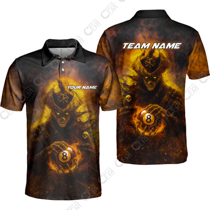 Customized Billiards Unisex Polo Shirt, Personalized Ghost Captains 8 Ball Jersey Gift For Billiard Players
