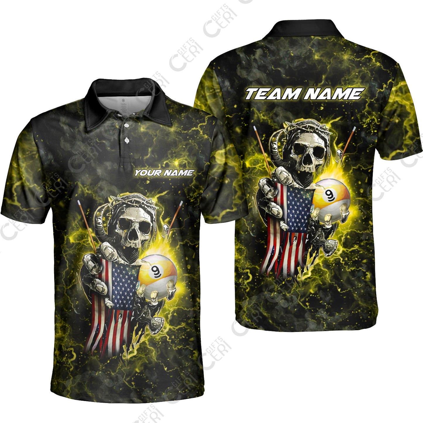 Customized Billiards Unisex Polo Shirt, Personalized Ghost Break 9 Ball Jersey Gift For Billiard Players