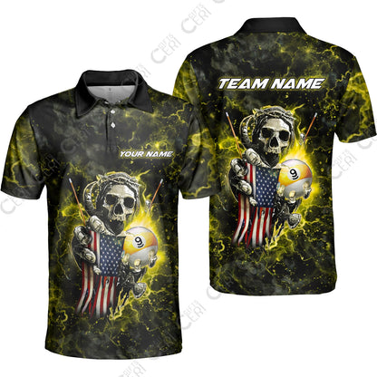 Customized Billiards Unisex Polo Shirt, Personalized Ghost Break 9 Ball Jersey Gift For Billiard Players