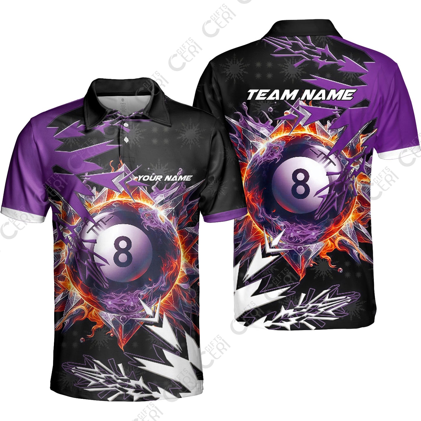 Customized Billiards Unisex Polo Shirt, Personalized Frostfire 8 Ball Jersey Gift For Billiard Players