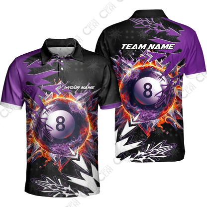 Customized Billiards Unisex Polo Shirt, Personalized Frostfire 8 Ball Jersey Gift For Billiard Players