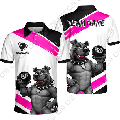 Customized Billiards Unisex Polo Shirt, Personalized Pitbull 8 Ball Jersey Gift For Billiard Players