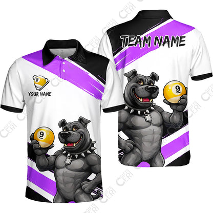 Customized Billiards Unisex Polo Shirt, Personalized Pitbull 9 Ball Jersey Gift For Billiard Players