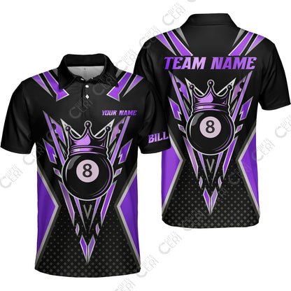 Customized 8 Ball Pool Unisex Polo Shirt, Billiard 8-Ball Crown, Billiard Jerseys