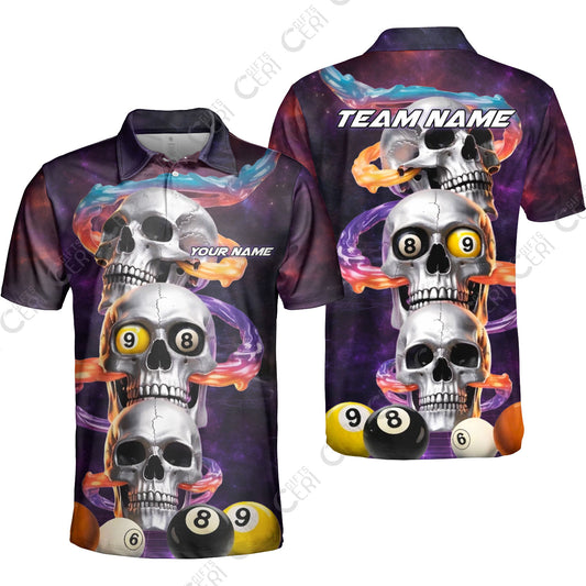 Customized 8 Ball Pool Unisex Polo Shirt, Billiards 8-Ball Galaxy Reaper, Billiards Jerseys