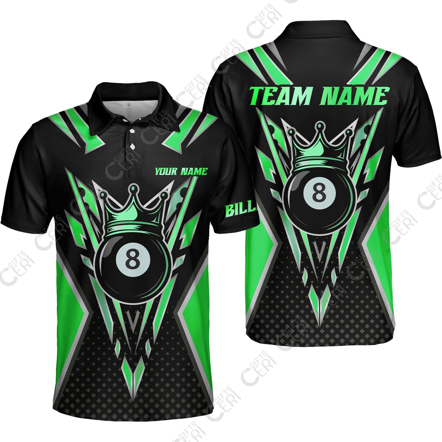 Customized 8 Ball Pool Unisex Polo Shirt, Billiard 8-Ball Crown, Billiard Jerseys