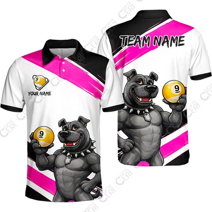 Customized Billiards Unisex Polo Shirt, Personalized Pitbull 9 Ball Jersey Gift For Billiard Players