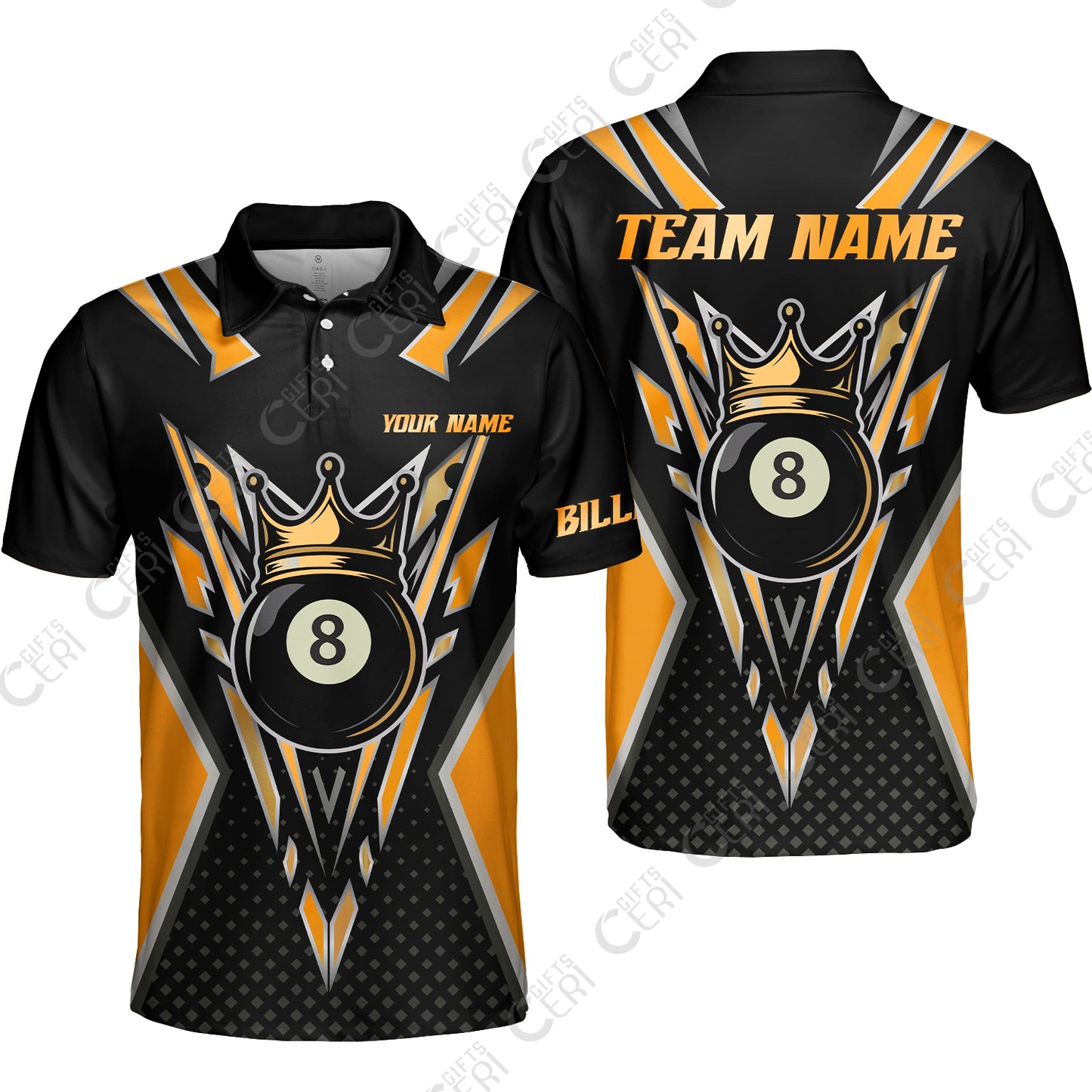 Customized 8 Ball Pool Unisex Polo Shirt, Billiard 8-Ball Crown, Billiard Jerseys
