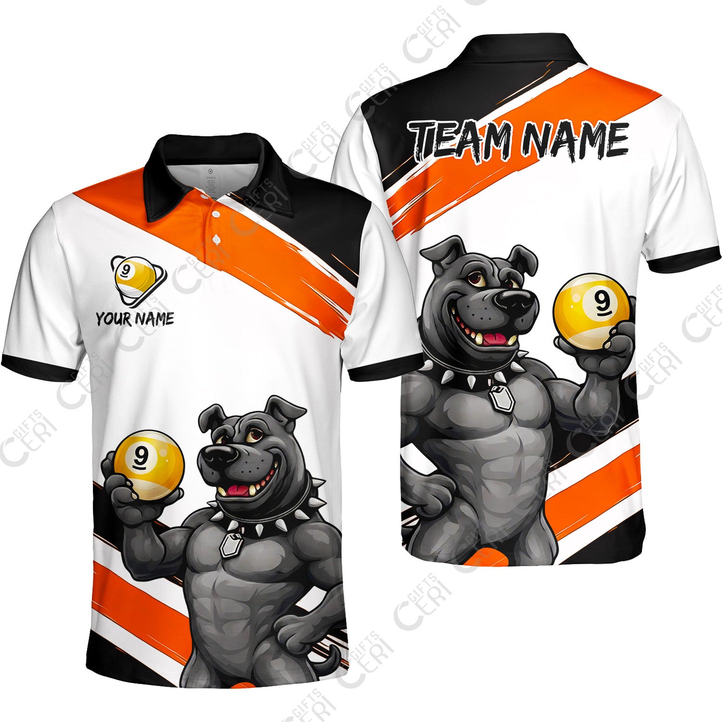 Customized Billiards Unisex Polo Shirt, Personalized Pitbull 9 Ball Jersey Gift For Billiard Players
