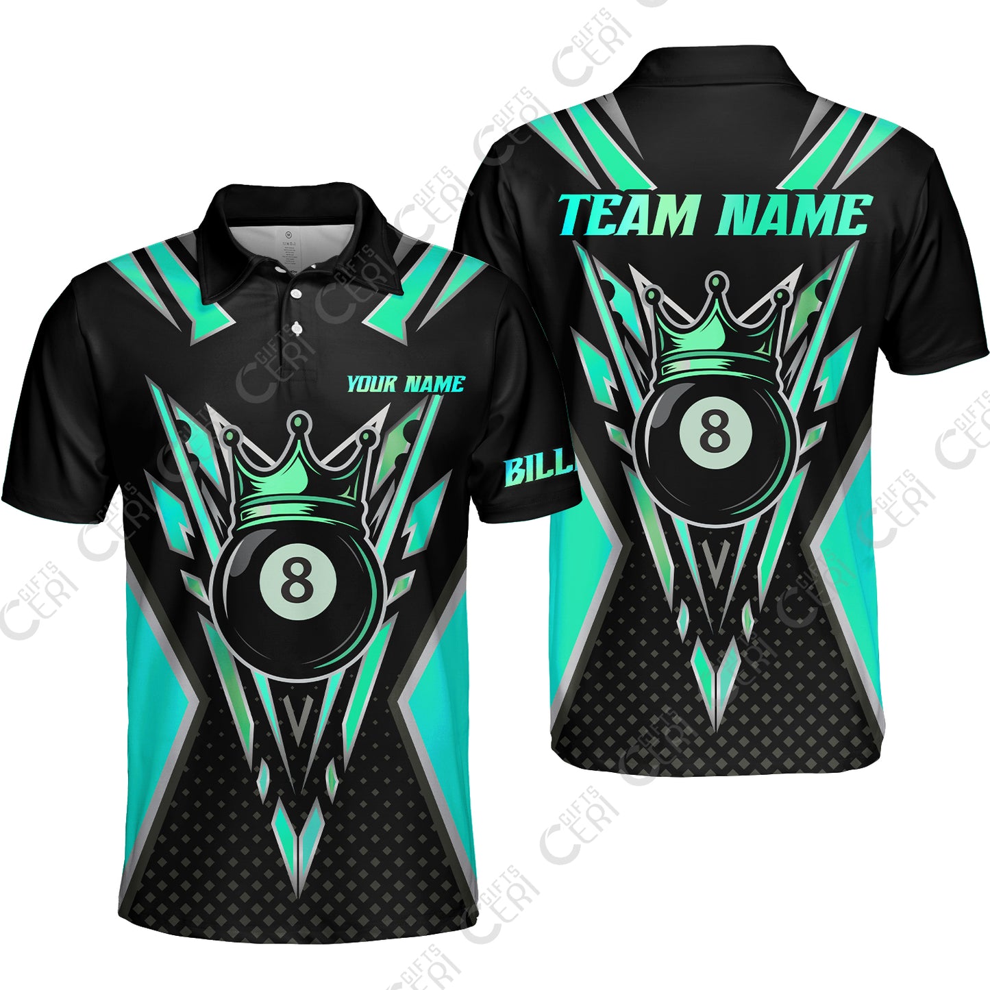 Customized 8 Ball Pool Unisex Polo Shirt, Billiard 8-Ball Crown, Billiard Jerseys