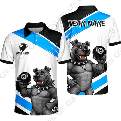 Customized Billiards Unisex Polo Shirt, Personalized Pitbull 8 Ball Jersey Gift For Billiard Players