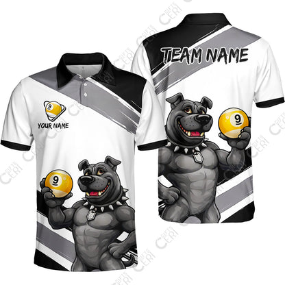 Customized Billiards Unisex Polo Shirt, Personalized Pitbull 9 Ball Jersey Gift For Billiard Players