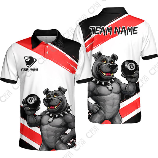 Customized Billiards Unisex Polo Shirt, Personalized Pitbull 8 Ball Jersey Gift For Billiard Players
