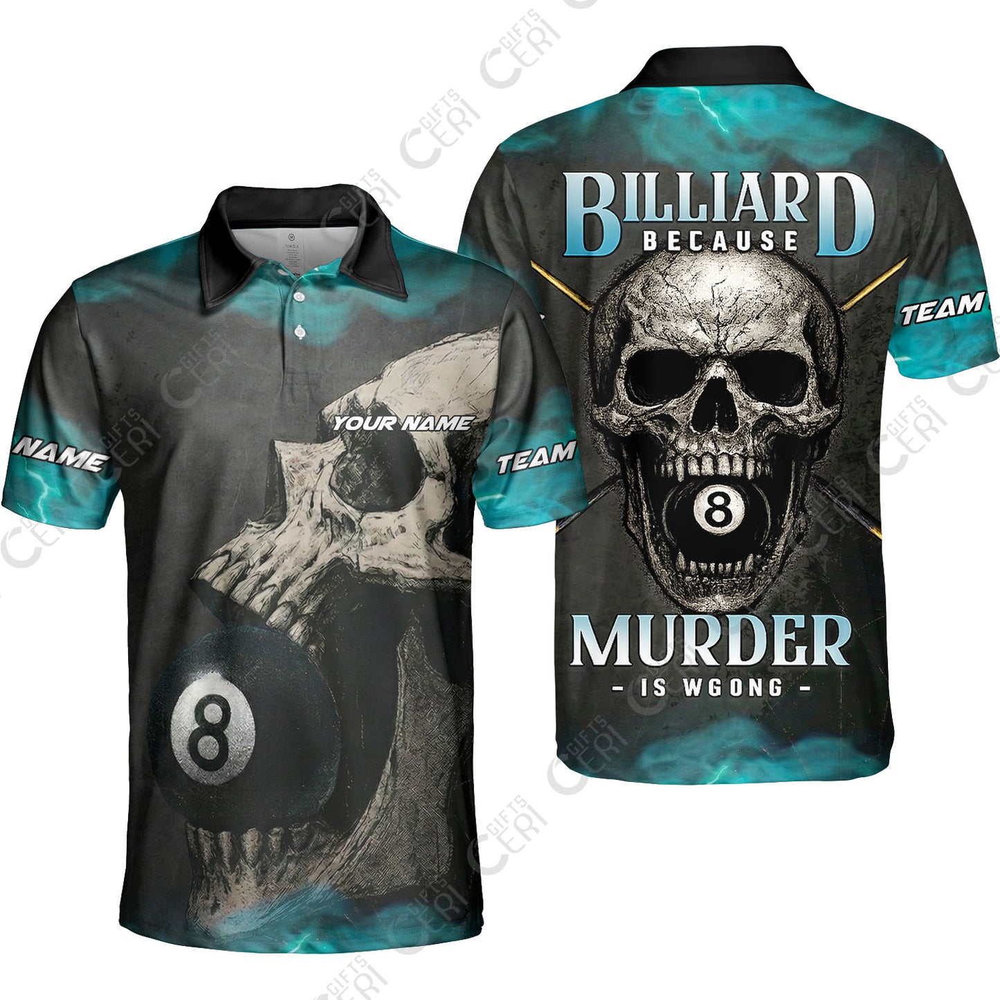 Customized Billiards Unisex Polo Shirt, Personalized Death Break 8 Ball Jersey Gift For Billiard Players