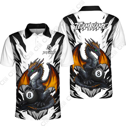 Customized Billiards Unisex Polo Shirt, Personalized Baby Dragon 8 Ball Jersey Gift For Billiard Players