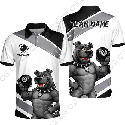 Customized Billiards Unisex Polo Shirt, Personalized Pitbull 8 Ball Jersey Gift For Billiard Players