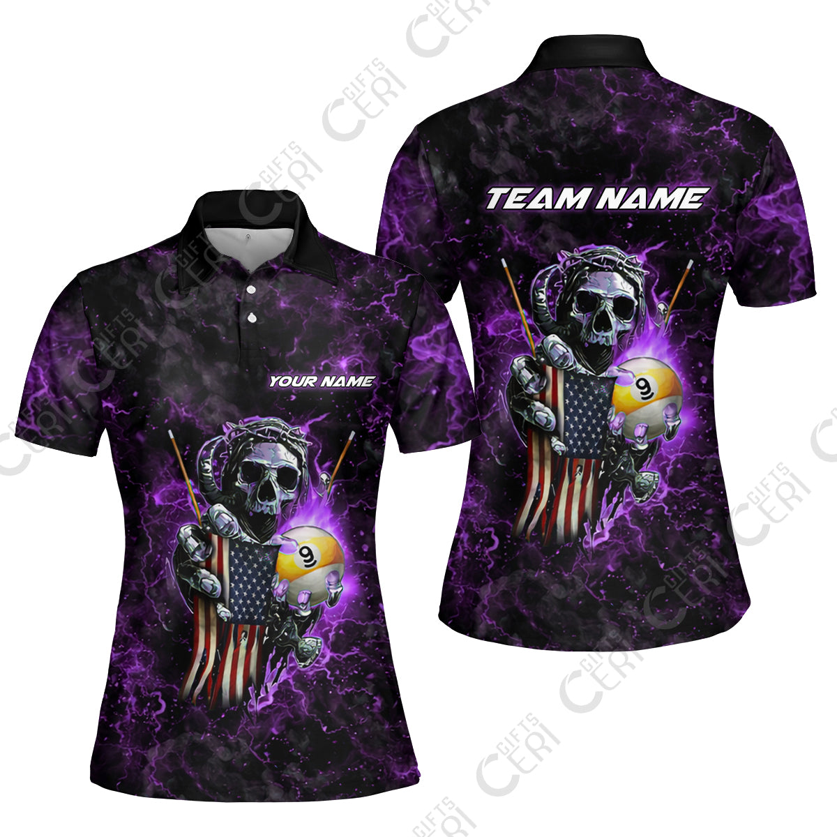 Customized Billiards Women Polo Shirt, Personalized Ghost Break 9 Ball Jersey Gift For Billiard Players